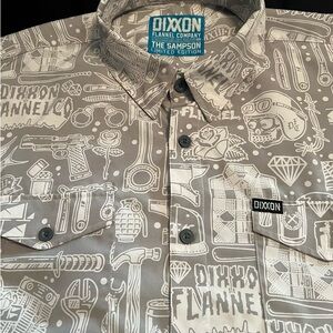 DIXXON Gray Graphic Button Down Shirt